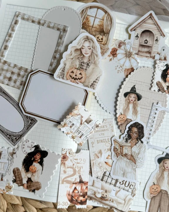 Papier/sticker set| cozy halloween 30 st.