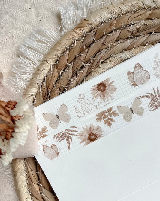 Washitape | vintage bloemen met vlinders