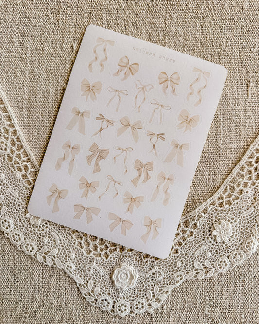 Stickervel | strikjes beige