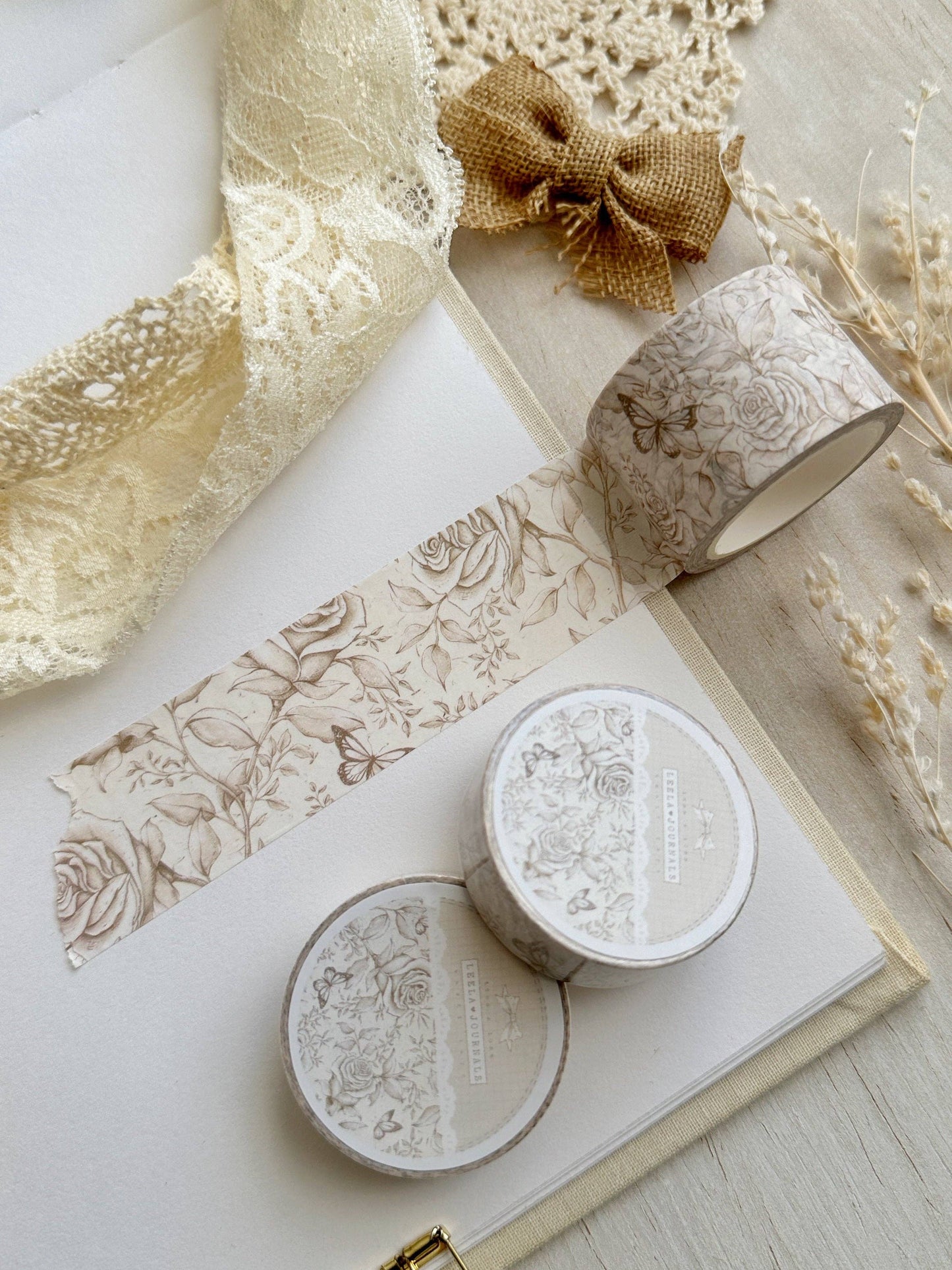 Washitape | rozen en vlinders 60mm