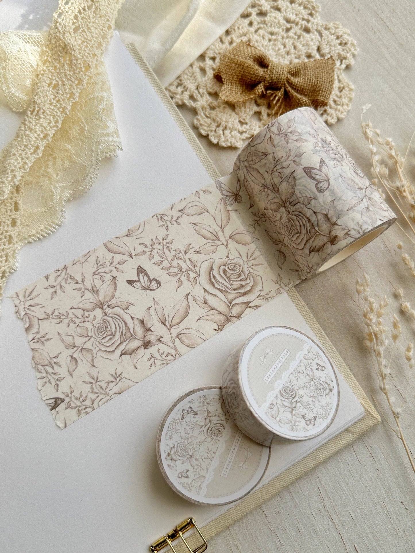 Washitape | rozen en vlinders 60mm